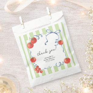 Watercolor tomato baby shower thank you favour bags