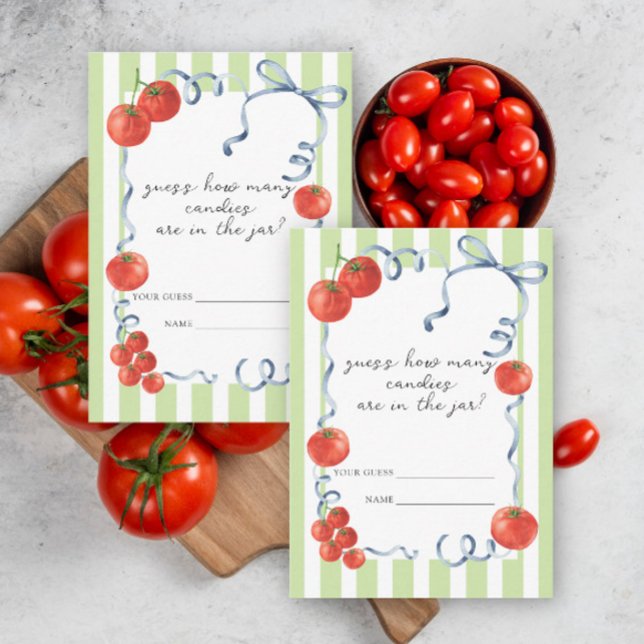 Watercolor tomato - guess how many candies enclosure card (Creator Uploaded)