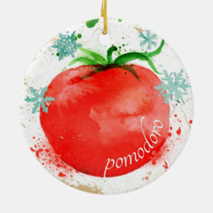 Watercolor tomato Italian food Christmas ornament