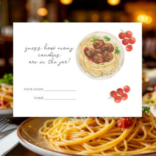 Watercolor tomato pasta - guess how many candies enclosure card