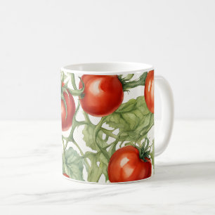 Watercolor Tomato Vine Pattern Botanical Garden Coffee Mug