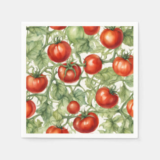 Watercolor Tomato Vine Pattern | Botanical Garden Napkin