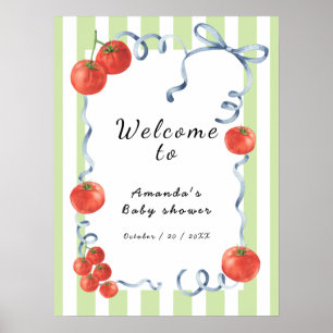 Watercolor Tomato Welcome to Baby Shower Poster