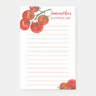 Watercolor Tomatoes Grocery Shop List Meal Plan Post-it Notes