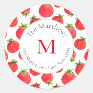 Watercolor Tomatoes Pattern labels