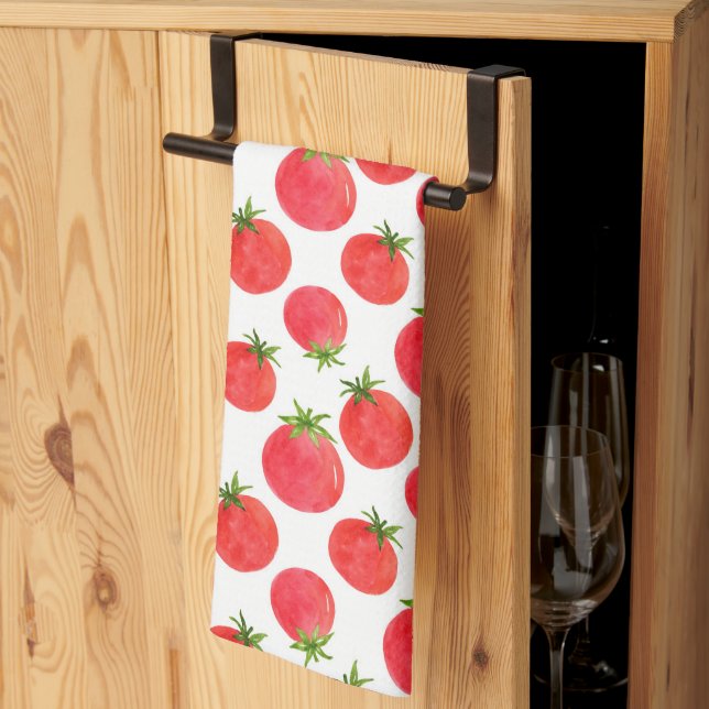 Watercolor Tomatoes Pattern    Tea Towel (Thirds Fold)