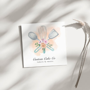Watercolor Tools Bakery Business Card