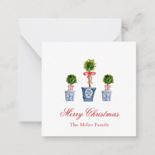 Watercolor Topiaries Christmas Card