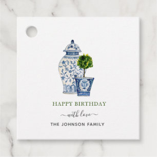 Watercolor Topiaries & Ginger Jar  Happy Birthday  Favour Tags