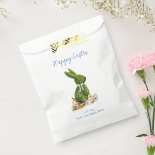Watercolor Topiary Bunny with Easter eggs Favour Bags