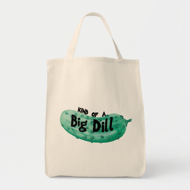 Watercolor Tote Bag, Big Dill Bag (Front)