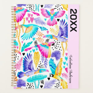 Watercolor Toucans, Maccaws + Hummingbird Tropical Planner