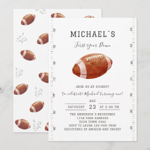 Watercolor touchdowns american football baby showe invitation