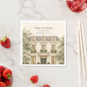 Watercolor Townhouse Housewarming Party Napkin