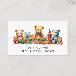 Watercolor Toys Babysitter Childcare Daycare Nanny Business Card