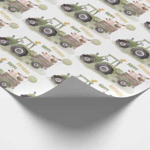 Watercolor Tractor Farm 1st Birthday  Wrapping Paper