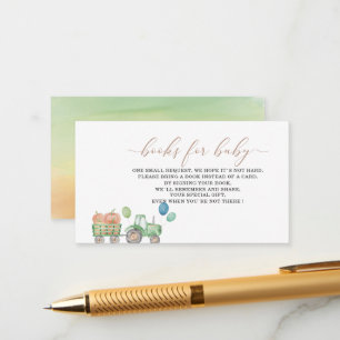  Watercolor tractor little pumpkin baby shower boo Enclosure Card