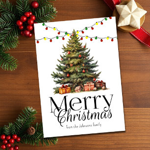 Watercolor Traditional Christmas Tree non-photo Holiday Card