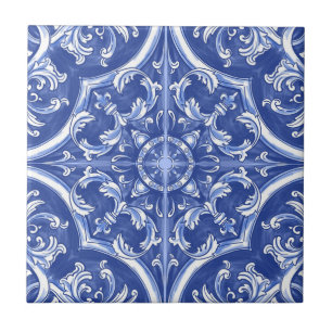 Watercolor Traditional Tribal Portuguese Azulejos Tile