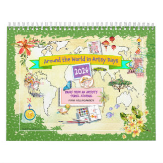 Watercolor Travel Calendar Around the World 2026
