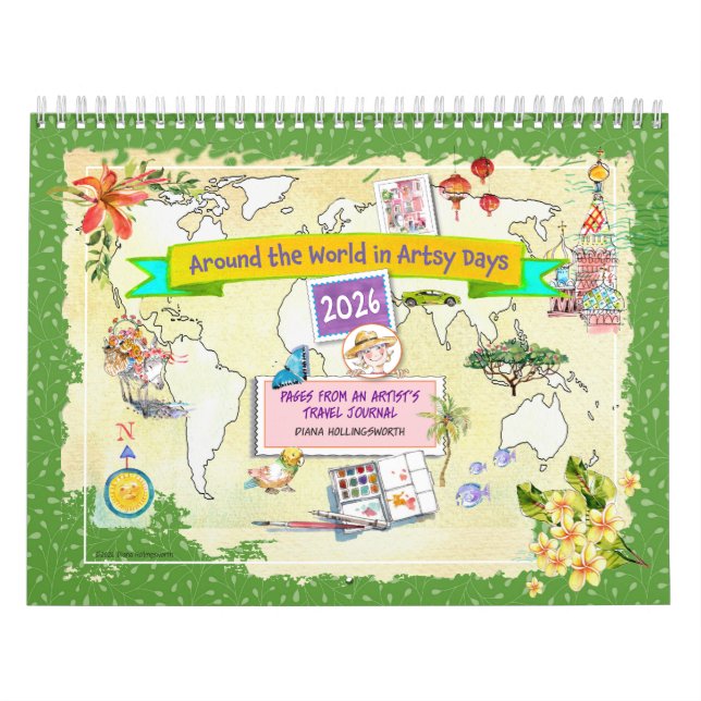 Watercolor Travel Calendar Around the World 2026 (Cover)