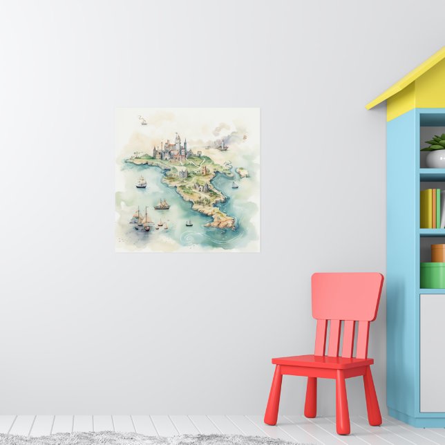 Watercolor Travel Map Poster (Nursery 1)