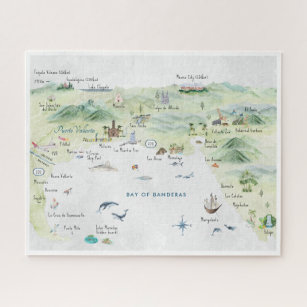 Watercolor Travel Postcard   Puerto Vallarta Jigsaw Puzzle