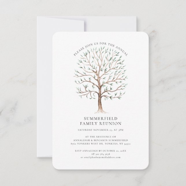 Watercolor Tree Annual Family Reunion  Invitation (Front)