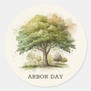 Watercolor tree. Arbor day Environment and ecology Classic Round Sticker