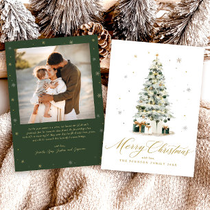Watercolor Tree Christmas Elegant Holiday Card