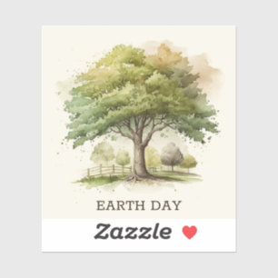 Watercolor tree. Earth day Environment and ecology