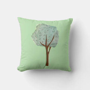 Watercolor Tree Green Cushion