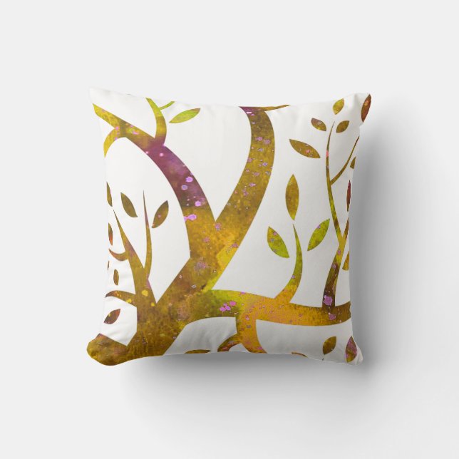 Watercolor Tree in gold 1 Cushion (Front)