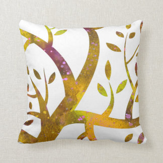 Watercolor Tree in gold 1 Cushion