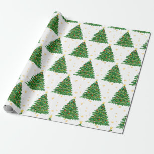 Watercolor Tree Merry Christmas Wrapping Paper
