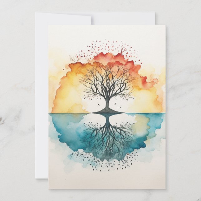 Watercolor Tree of Life Holiday Card (Front)