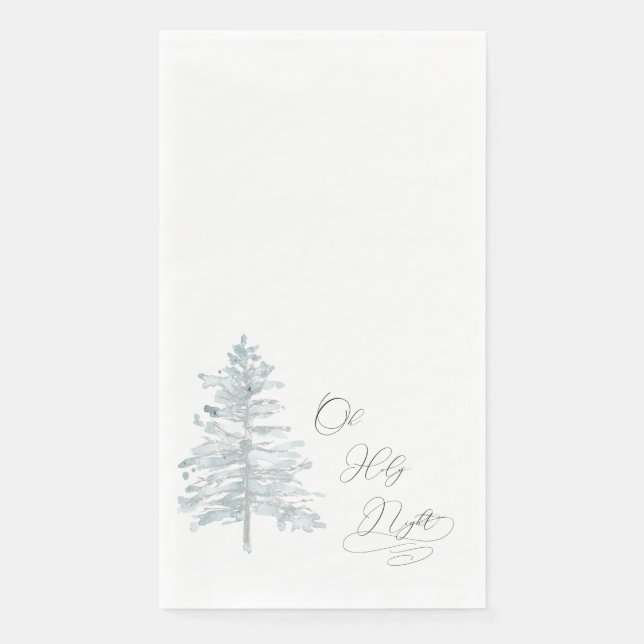 Watercolor Tree Oh Holy Night Napkin (Front)