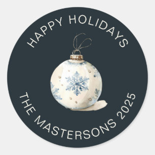 Watercolor Tree Ornament Holiday Greeting Classic Round Sticker