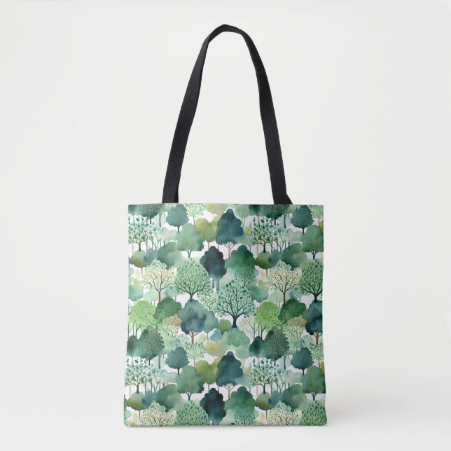 watercolor tree print tote bag (Front)