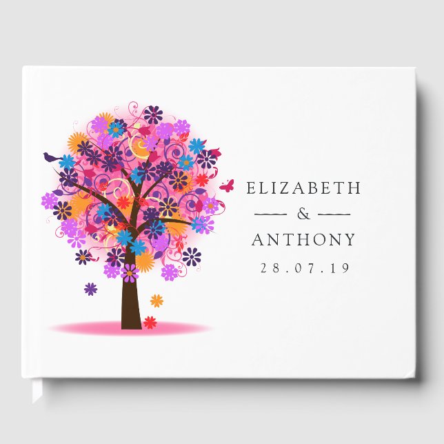 Watercolor Tree Summer Wedding Guest Book (Front)