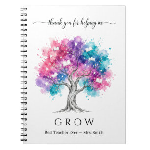 Watercolor Tree Teacher Appreciation Thank You Notebook