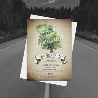 Watercolor Tree Vintage Family Reunion Invitation