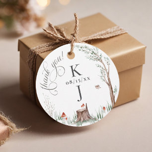 Watercolor Tree Whimsical Forest Wedding Thank You Favour Tags