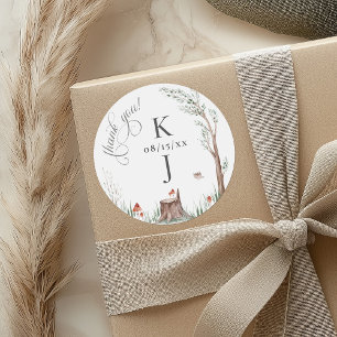 Watercolor Tree Whimsical Wedding Thank You Favour Classic Round Sticker