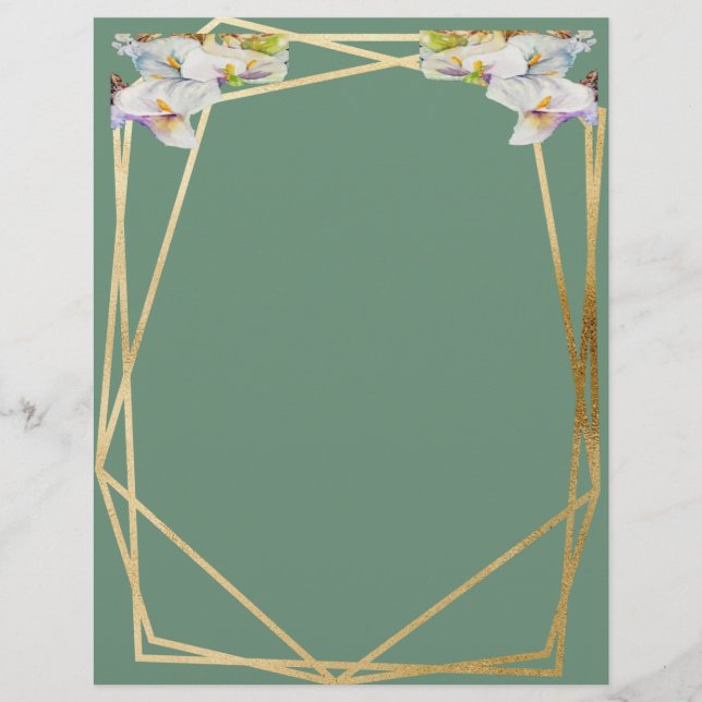 Watercolor tree white callas custom letterhead (Front)