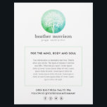 Watercolor Tree Yoga and Wellness Flyer<br><div class="desc">A serene and calming watercolor logo of a tree silhouetted within a circular motif is a great brand design on this customisable flyer template. Created for yoga instructors, life coaches, therapists, holistic healers and more. Great to use for class schedules, price lists, promotions, announcements and more. Art and design © 1201AM...</div>