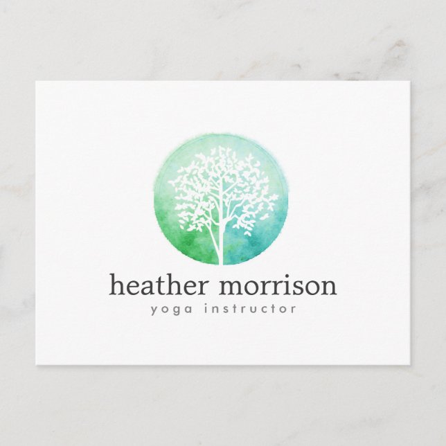 Watercolor Tree Yoga and Wellness Postcard (Front)