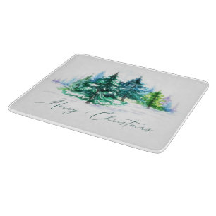 Watercolor trees  cutting board