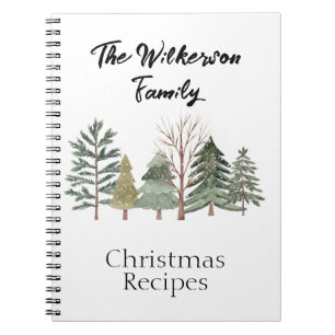 Watercolor Trees in a Winter Forest Notebook