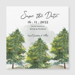 Watercolor Trees Landscape Wedding Save The Date